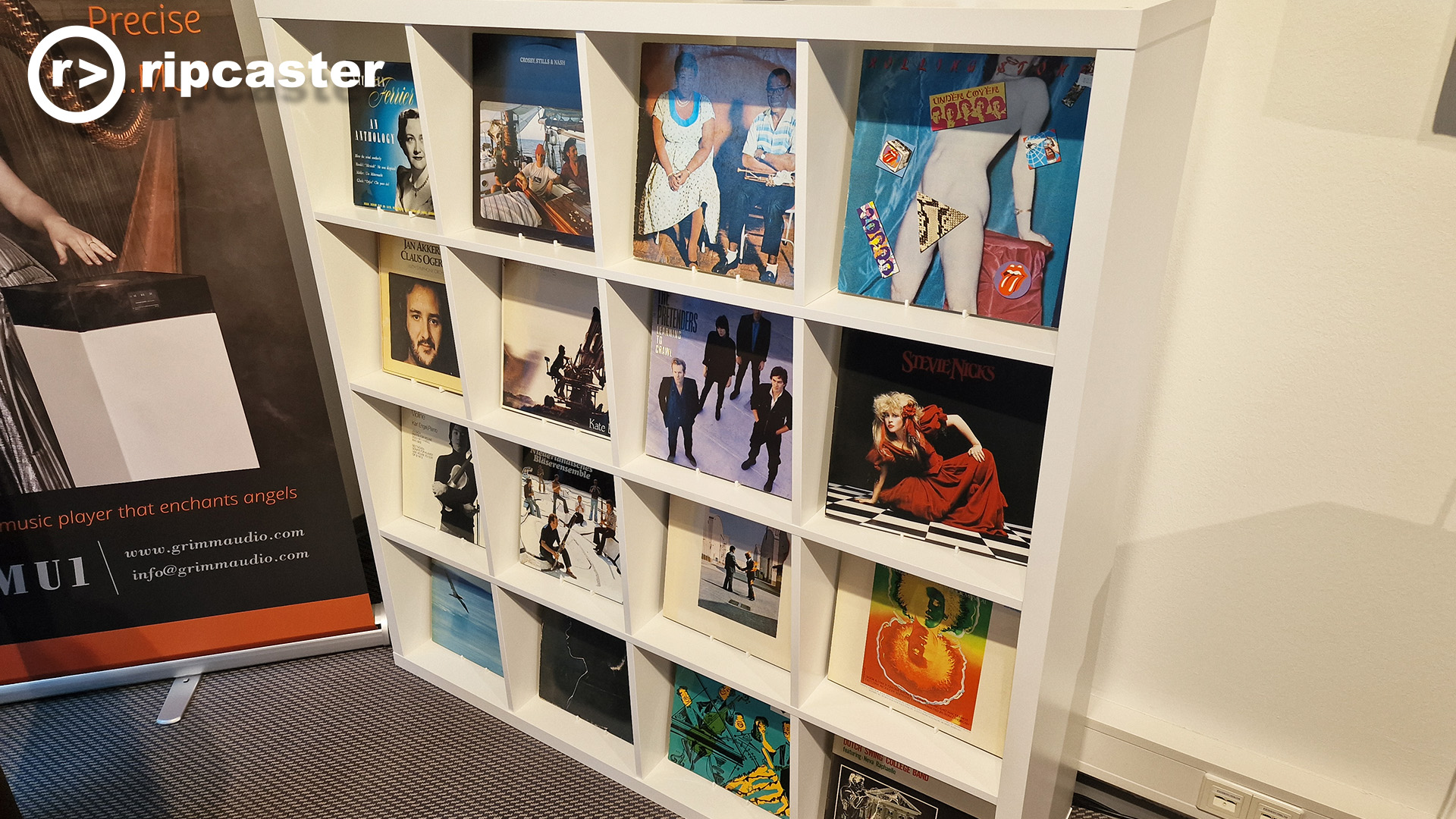 A unit with square sections just the right size for vinyl albums