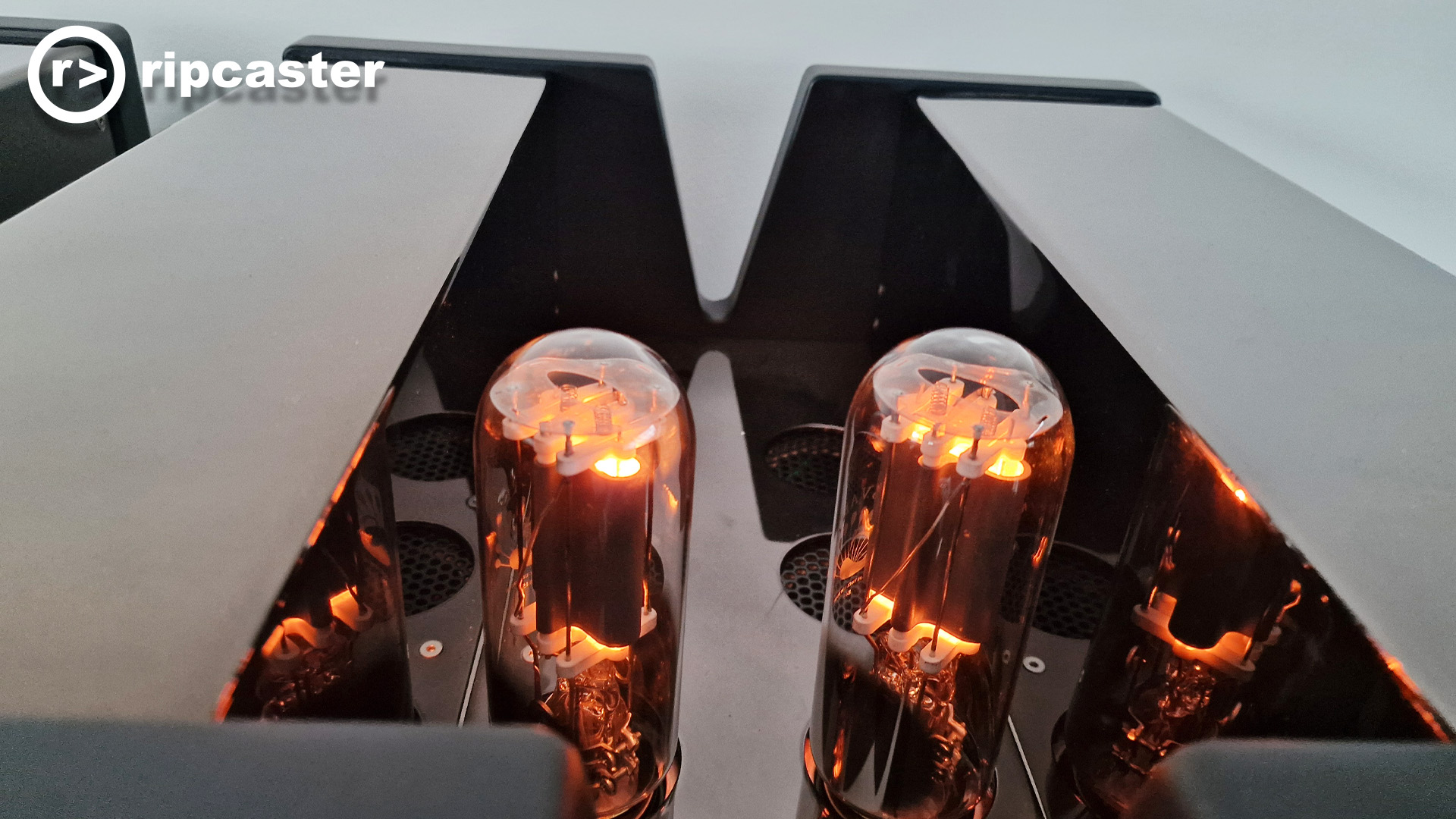 Lit up bulbs in a black casing.