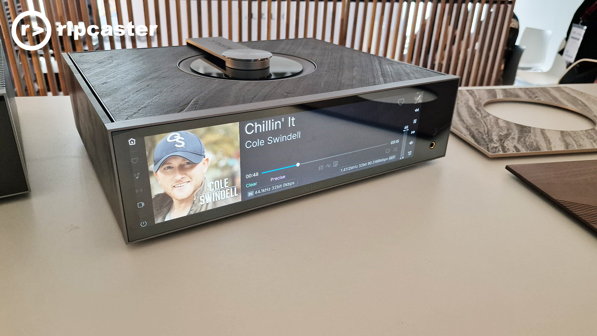 An Auralic HiFi box with a nice big screen at the front showing what's playing