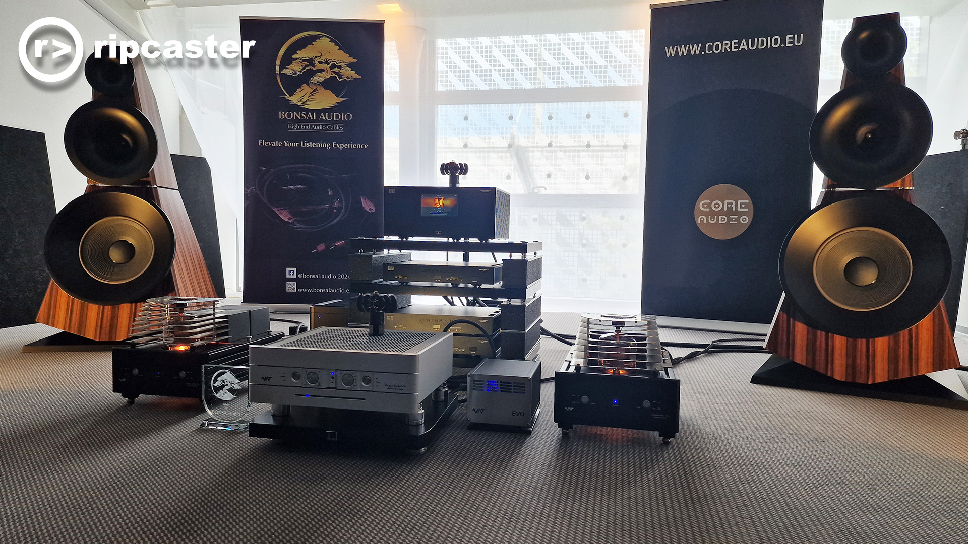 The same room with a closer view of the Speakers and the HiFi kit that's on the floor between them.