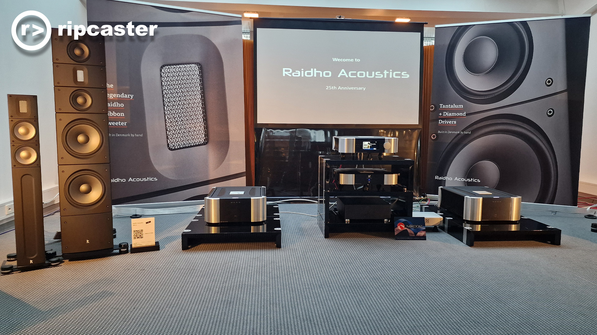 MOON and Raidho in a demo room at the HiFi show in Munich.