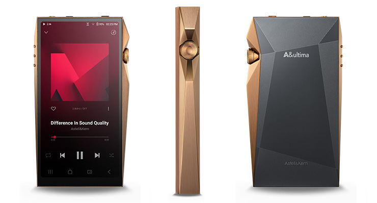 Three Astell & Kern SP4000s in copper.  One front facing, one side and one back facing