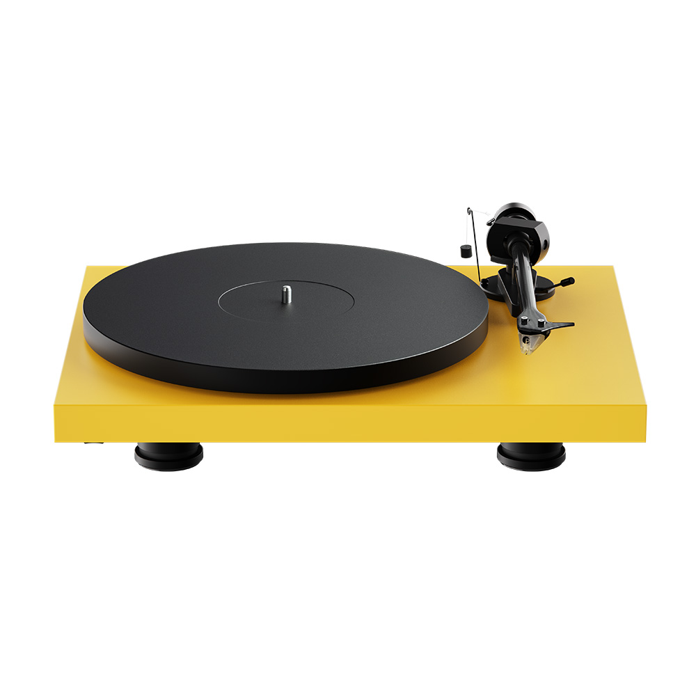 A yellow turntable