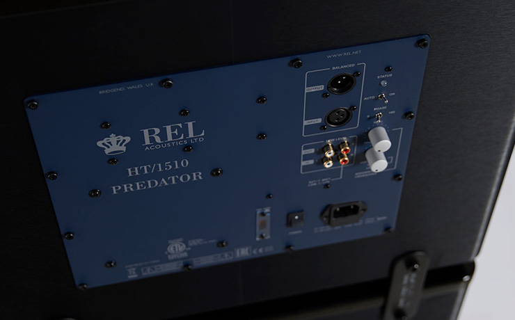 Rear view of the REL HT/1510 Predator subwoofer