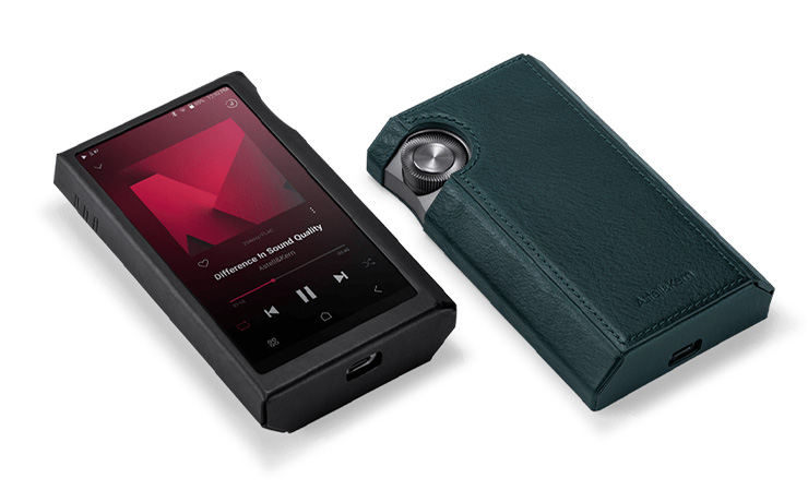 Astell & Kern Kann Ultra Cases with Kann Ultra music players inside. One face-up, one face-down