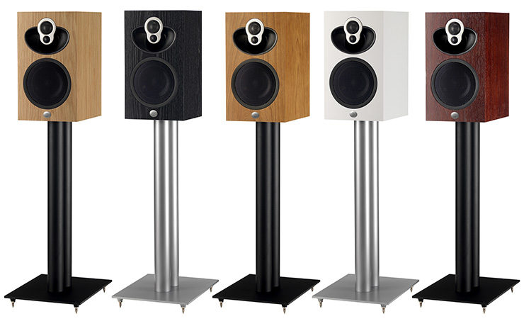 five Majik 109 speakers on stands