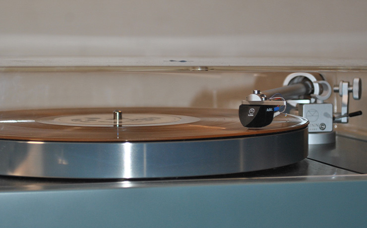 Linn LP12 Majik turntable in the Clyde Built finish.  It's playing the Noah Kahan Great Divide album
