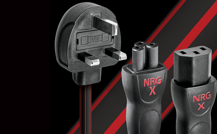 AudioQuest NRG X3 Power Cable which is black with red stripes