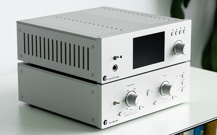 Project Phono Box RS2 on top of a book case