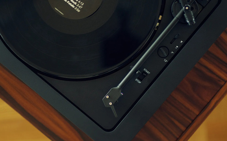The Project A2 Turntable on a wooden surface