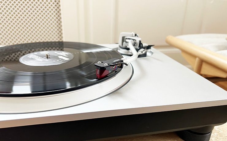 Ortofon 2M red playing a record