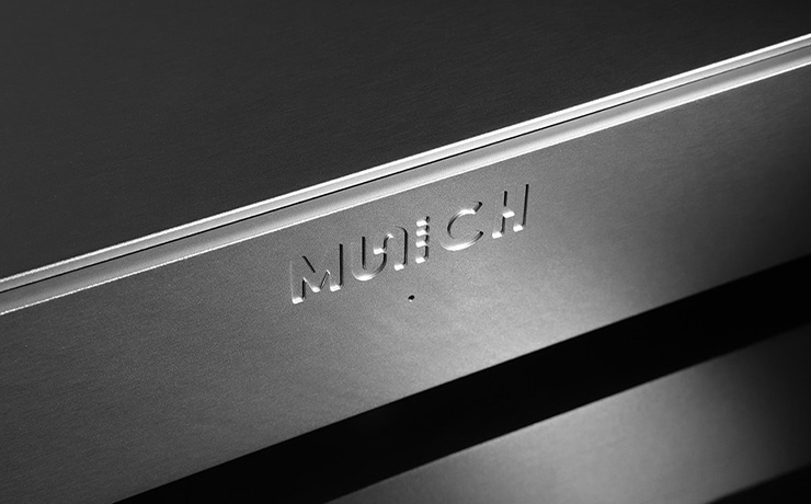 Silent Angel Munich MU Music Player in silver viewed in close-up