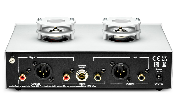 The rear view of the Project Tube Box S3 in silver