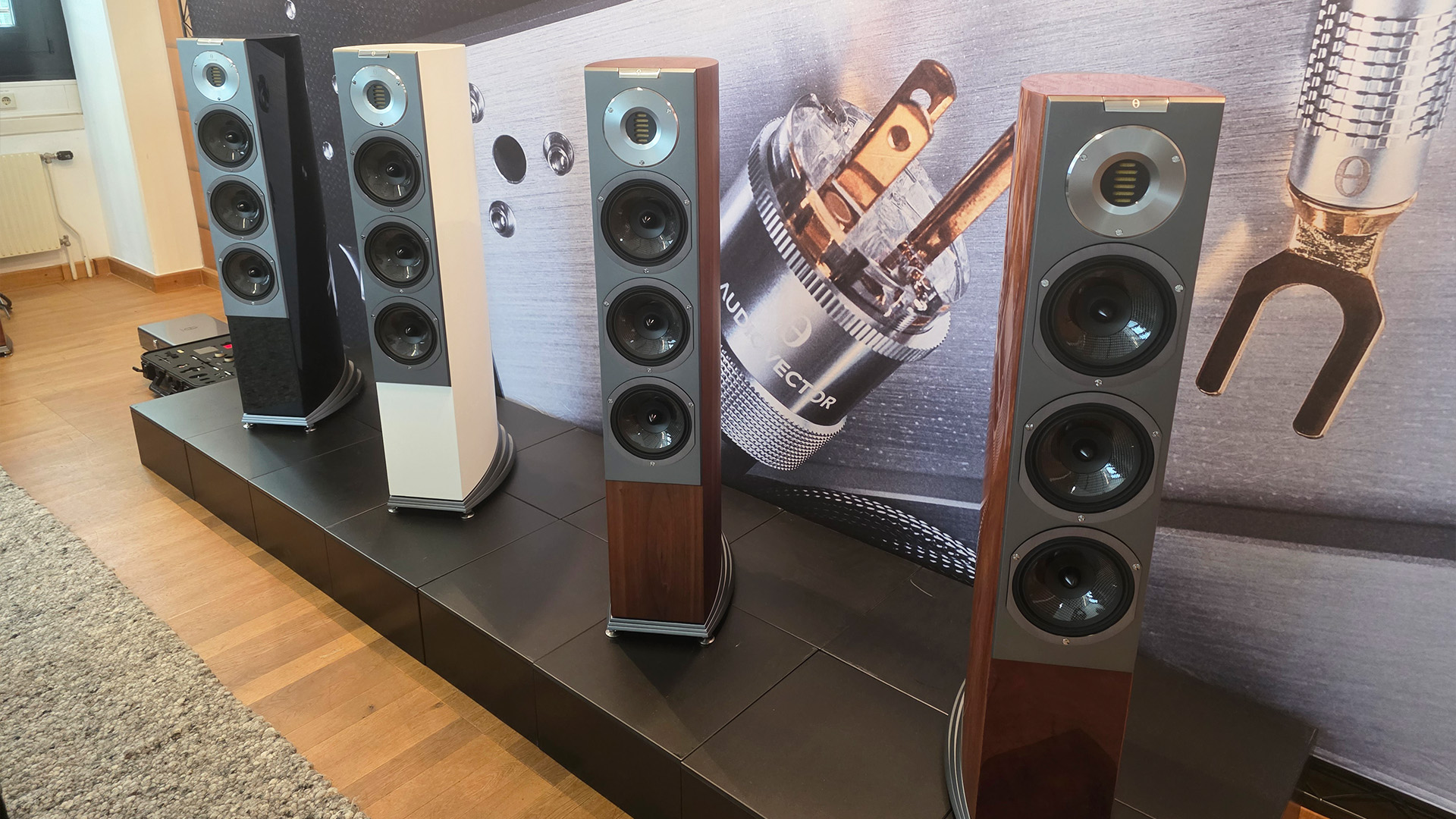 Four Audiovector floorstanding speakers