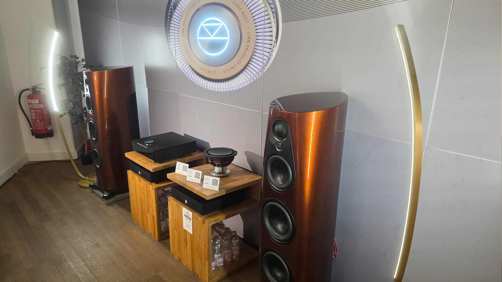The Linn 360 speakers in Single Malt with a Linn DSM and a Pistonik drive unit between 