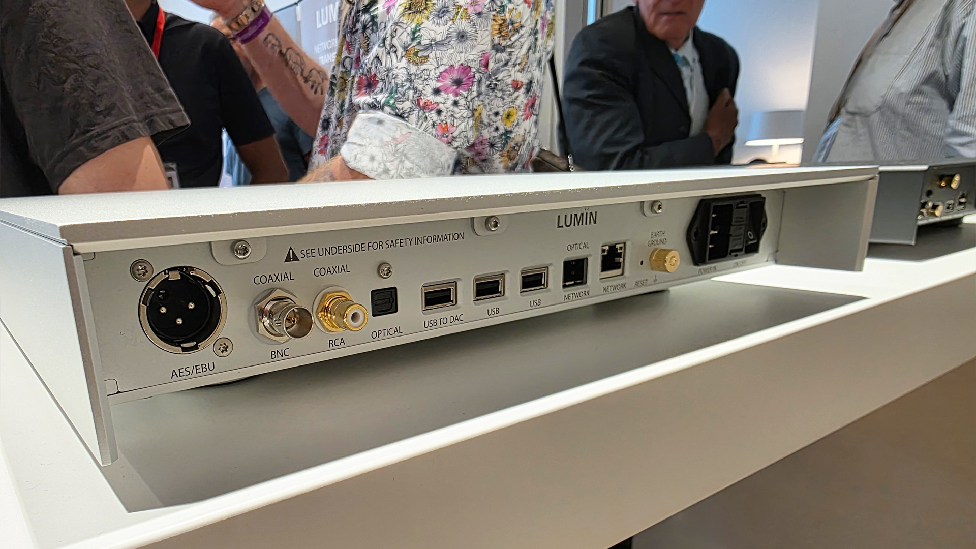 Rear view of a silver Lumin unit