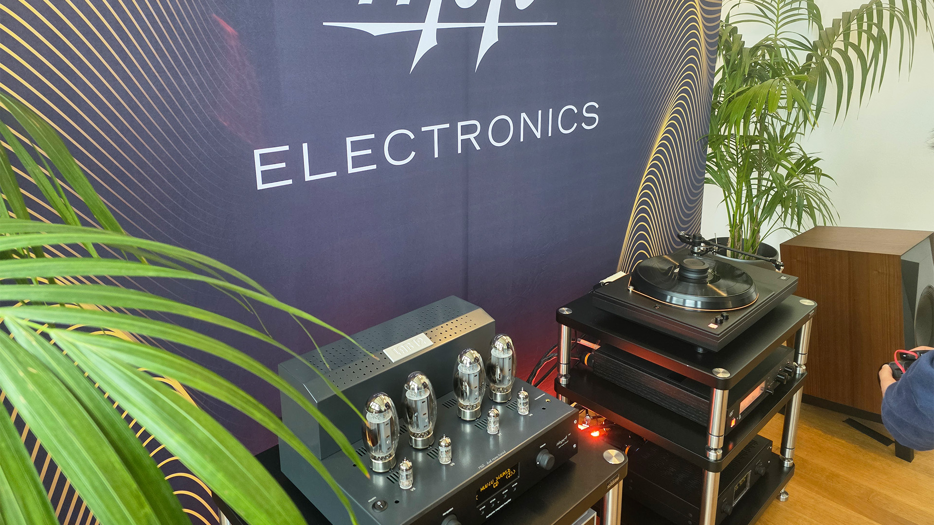 The Mofi Electronics room with a tube amp beside a turntable