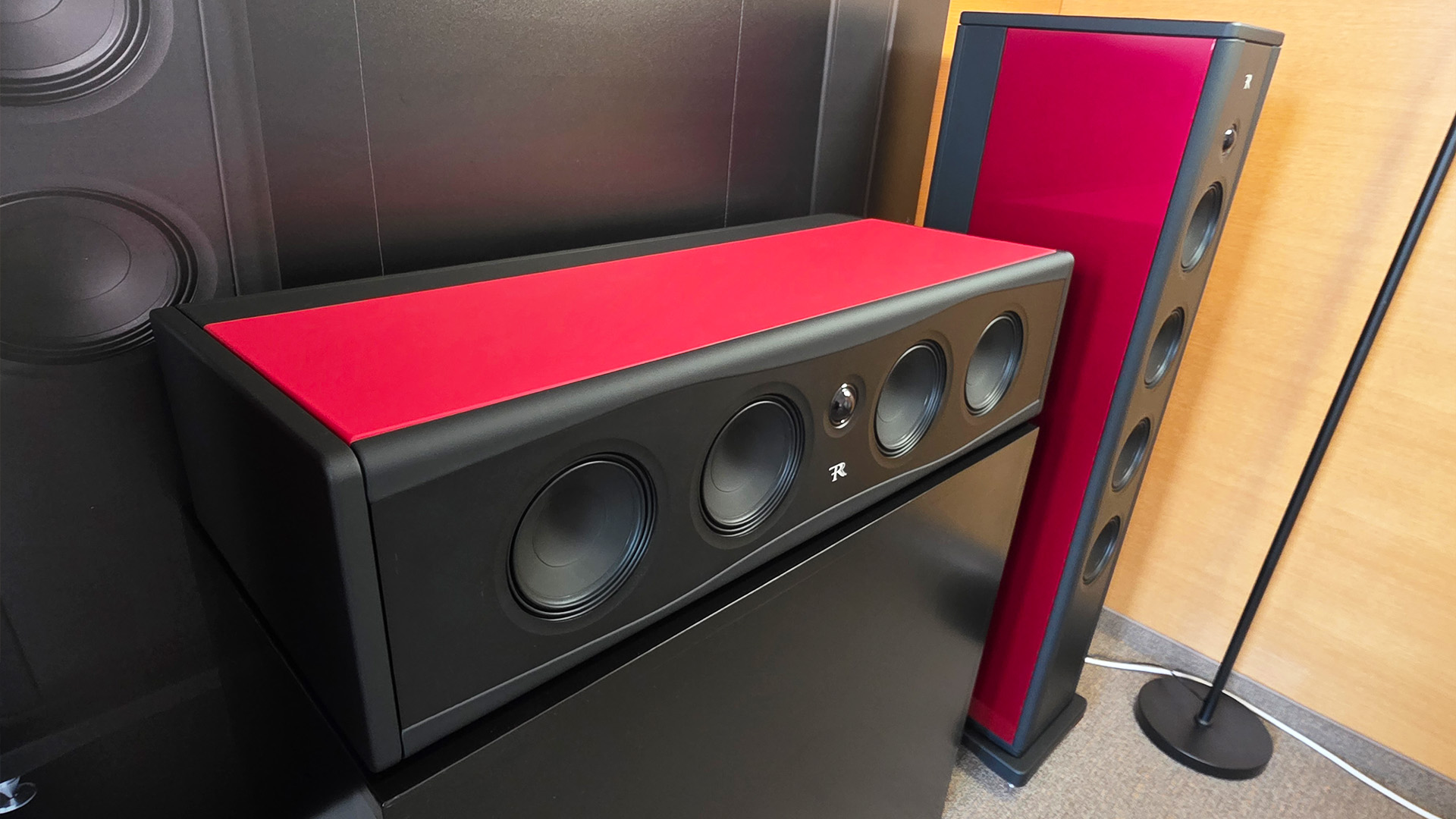 A close-up of one of the Rosso Fiorentino speakers