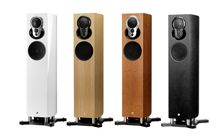 Four Linn Akubarik speakers side by side
