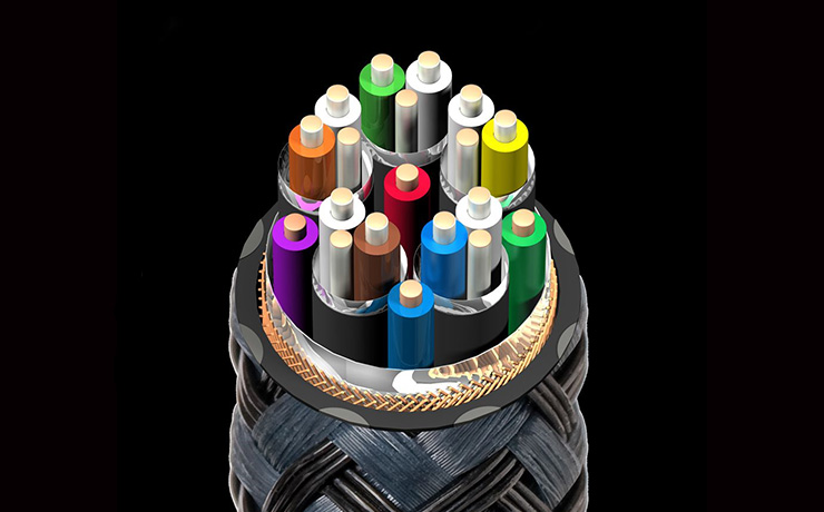 AudioQuest Carbon 48 HDMI A/V Cable cross-section on a black background