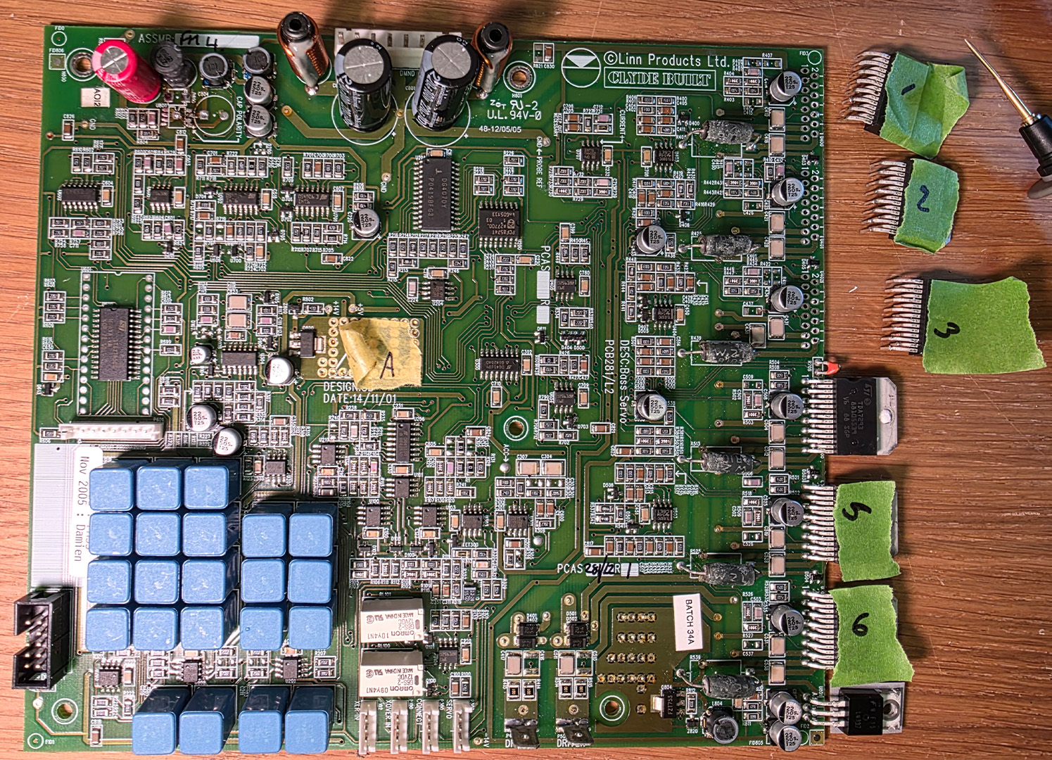 Komri Amp board with failed TDA7293 removed 