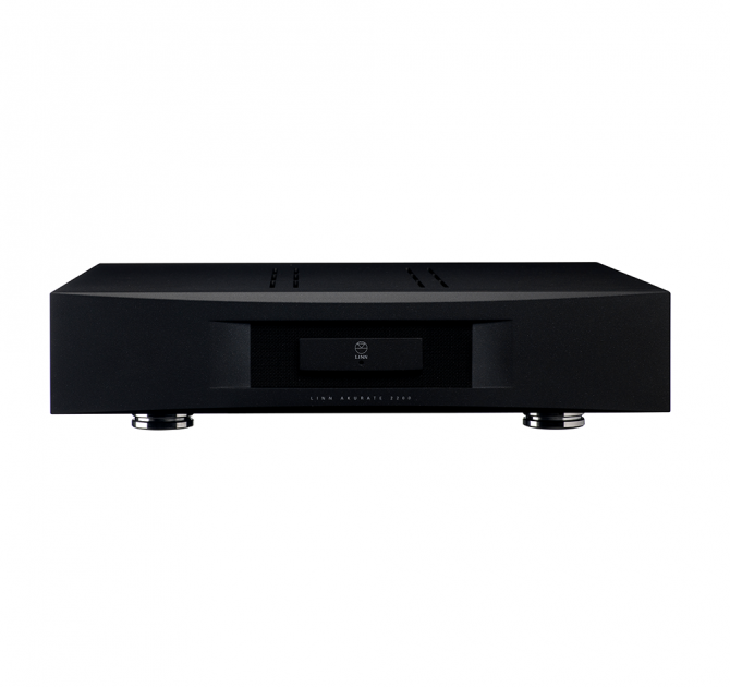 Linn Akurate 4200 in black front and top view.